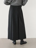 Wool blend box pleat skirt