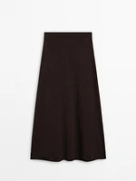 Long flared 100% merino wool skirt