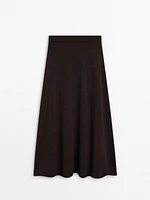 Long flared 100% merino wool skirt