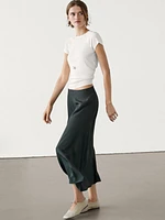 Flowing midi skirt with crackled finish