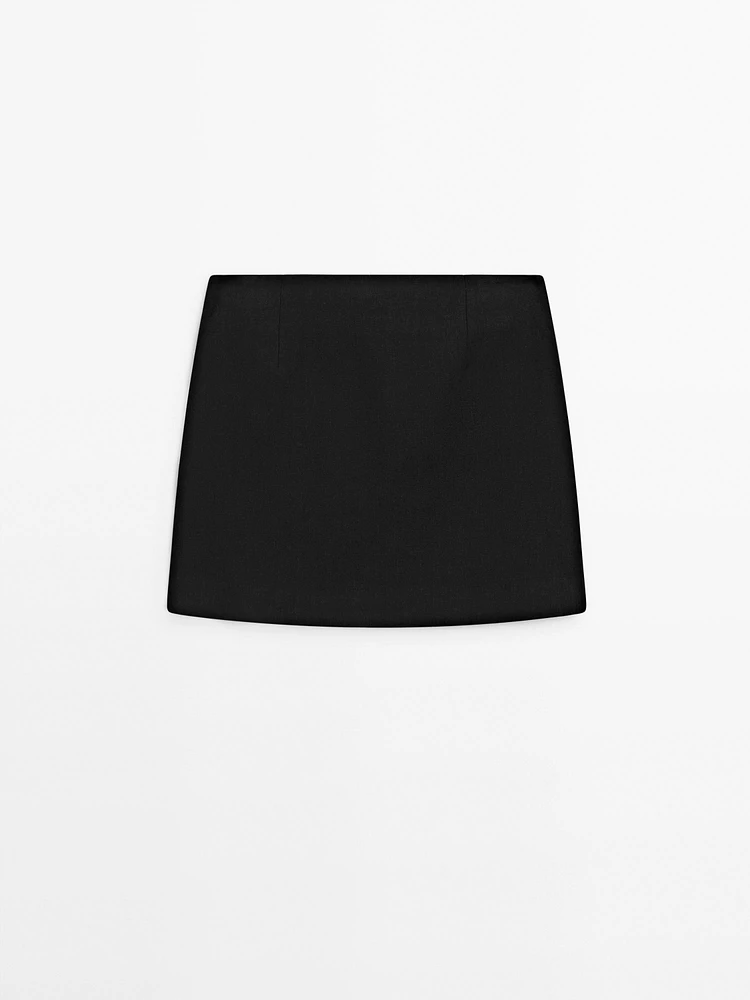 100% linen mini skirt with pockets