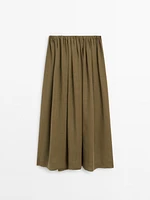 Ramie and lyocell blend long flounce skirt