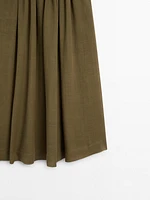 Ramie and lyocell blend long flounce skirt