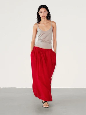 Ramie and lyocell blend long maxi skirt