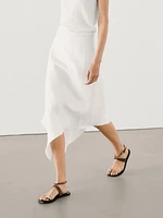 Asymmetric flounce midi skirt