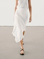 Asymmetric flounce midi skirt