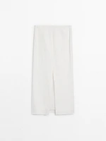 Long linen blend skirt with back slit