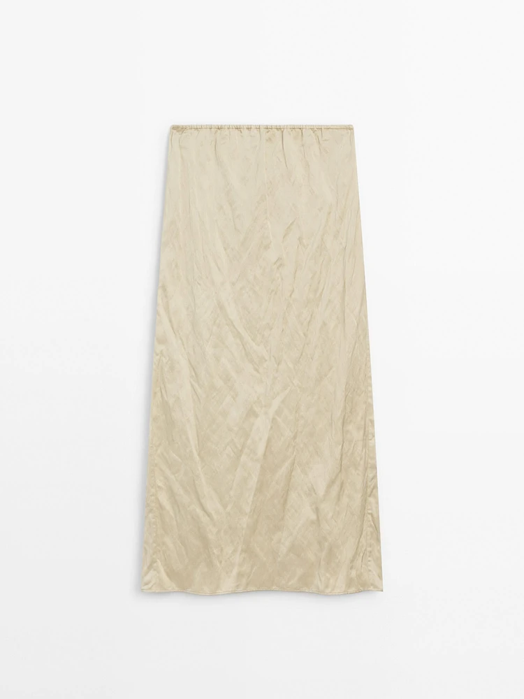 Cotton satin blend midi skirt