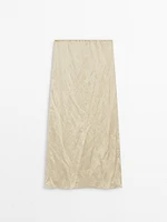 Cotton satin blend midi skirt