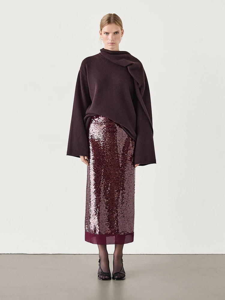 Sequinned midi skirt