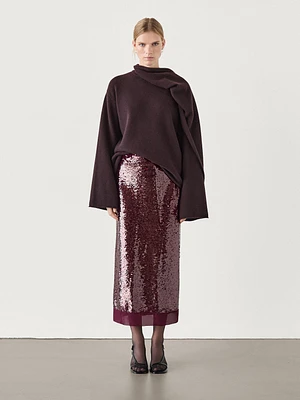 Sequinned midi skirt