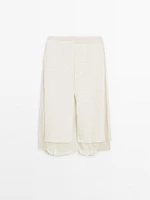 Wool blend fabric detail midi skirt- Limited Edition