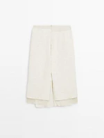 Wool blend fabric detail midi skirt- Limited Edition