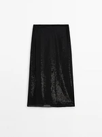 Midi skirt with concealed sequins