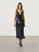 Midi skirt with concealed sequins