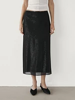 Midi skirt with concealed sequins