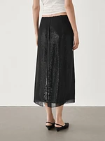 Midi skirt with concealed sequins