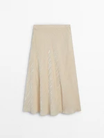 Velvet flounce midi skirt