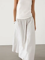 Long poplin maxi skirt with elastic waistband