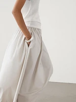 Long poplin maxi skirt with elastic waistband