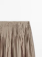 Satin midi skirt with pleated detail