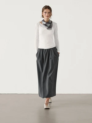 Flowing midi skirt with gathered detail