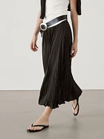 Midi skirt with pleated detail