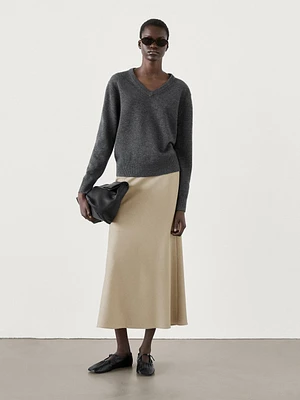 Flared midi skirt with seam details