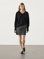 Wool blend mini skirt