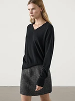 Wool blend mini skirt