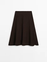 Flared wool blend midi skirt