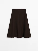 Flared wool blend midi skirt