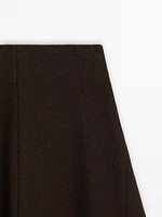 Flared wool blend midi skirt