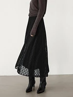 Midi skirt with embroidered detail