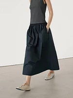 Poplin skirt with elastic waistband