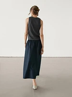 Poplin skirt with elastic waistband