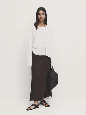 Long skirt with drawstring detail