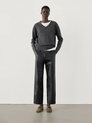 Nappa leather trousers with seam details