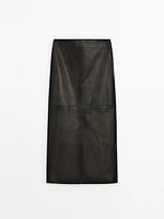 Nappa leather midi skirt with seam details