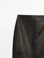 Nappa leather midi skirt with seam details