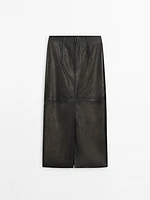 Nappa leather midi skirt with seam details