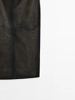 Nappa leather midi skirt with seam details