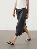 Nappa leather midi skirt with seam details