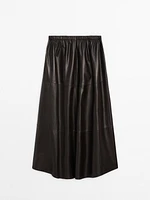 Nappa leather midi skirt