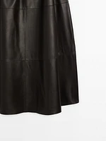 Nappa leather midi skirt