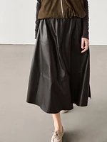 Nappa leather midi skirt