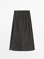 Suede leather midi skirt co-ord