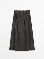 Suede leather midi skirt co-ord