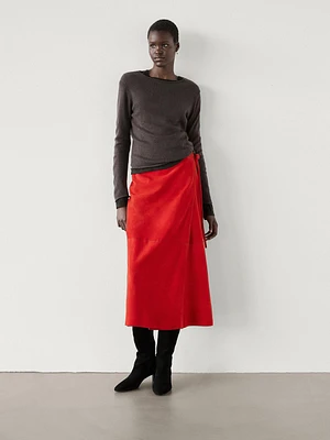 Suede leather pareo skirt