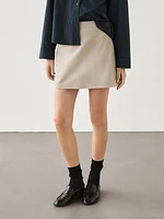 Short suede leather skirt